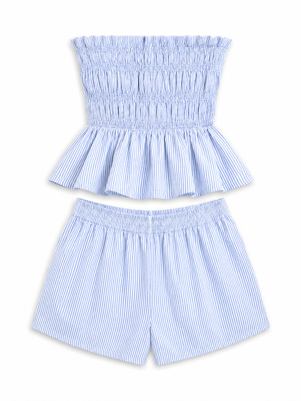 Schulterfreier Zweiteiler mit Shorts