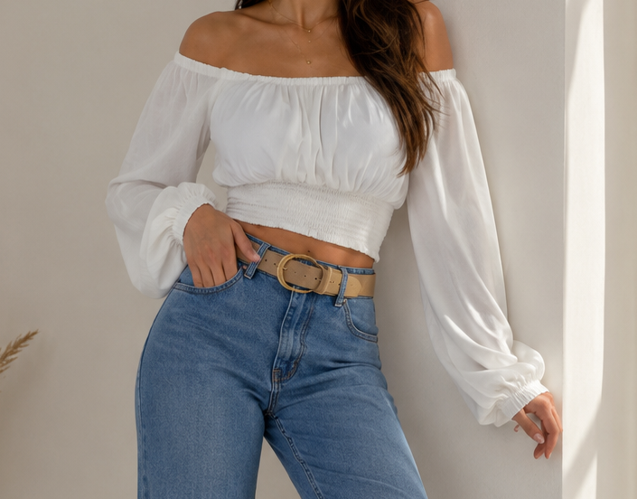 Bauchfreies Off-Shoulder-Top